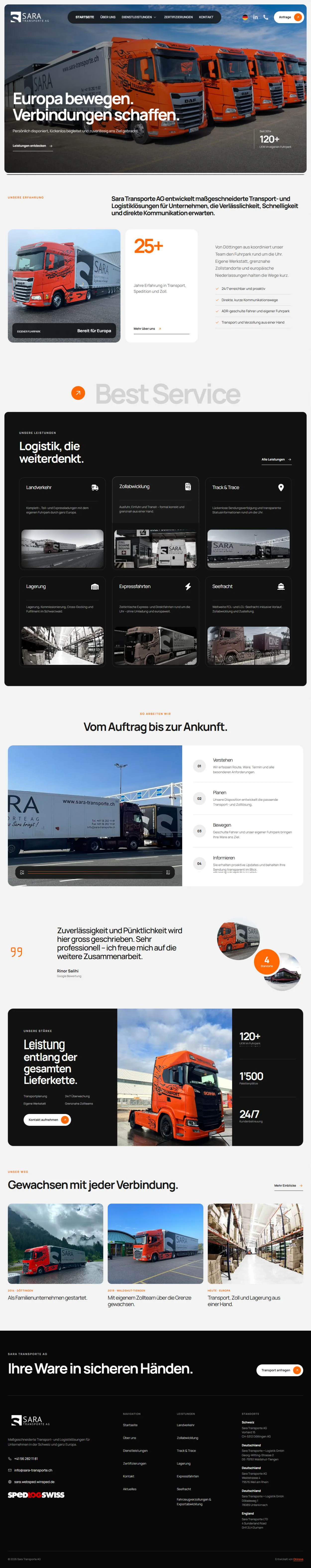 A Complete Redesign for Sara Transporte full-page website screenshot
